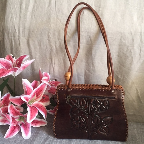 Rising Sun authentic tooled leather handbag - Picture 1 of 8